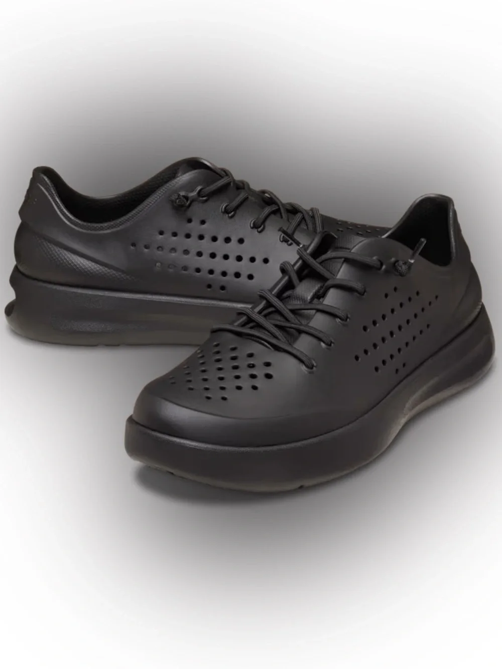 CROCS Men's Black Perforated Lace-Up Sneakers